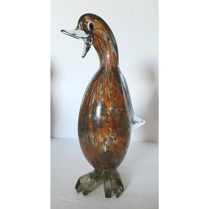 Studio Art Glass Hand Blown Penguin Figurine 10.5 Inches